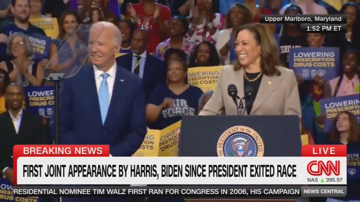 Vice President Harris: Thanks to President Biden, Medicare is now negotiating lower prescription drug costs Crowd: THANK YOU JOE! THANK YOU JOE! THANK YOU JOE!