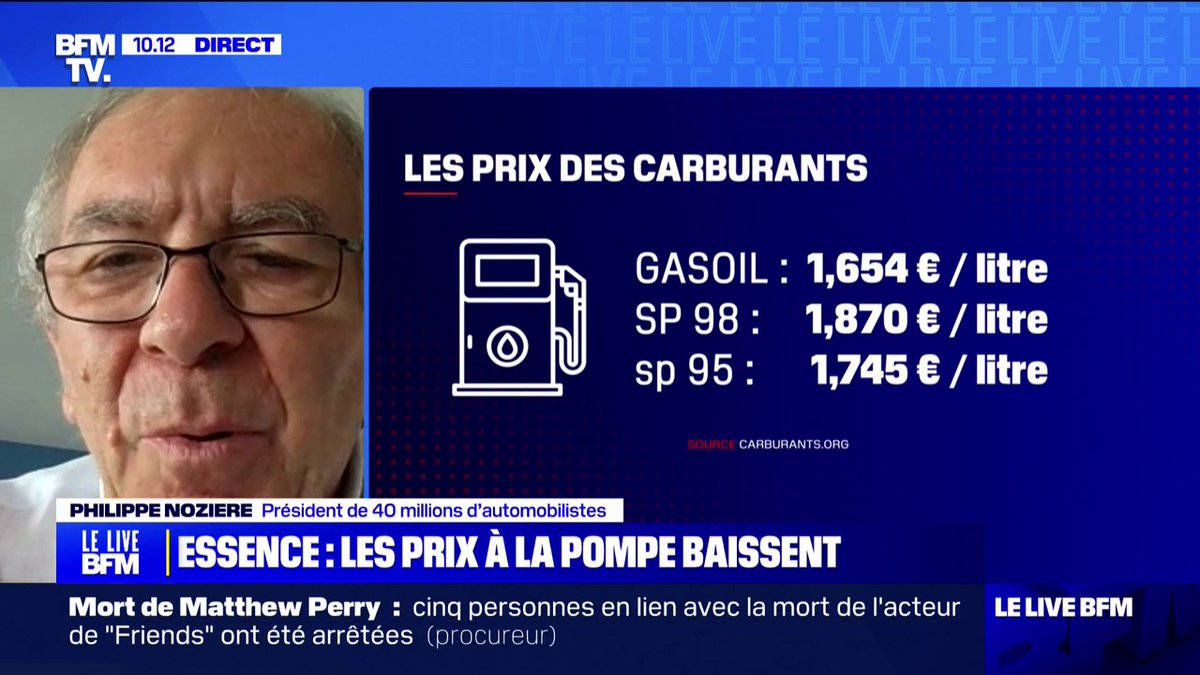 Baisse du prix du gazole: "Ça représente un beau petit pécule pour tous les gens qui sont partis en vacances", se félicite Philippe Nozière, président de 40 millions d'automobilistes