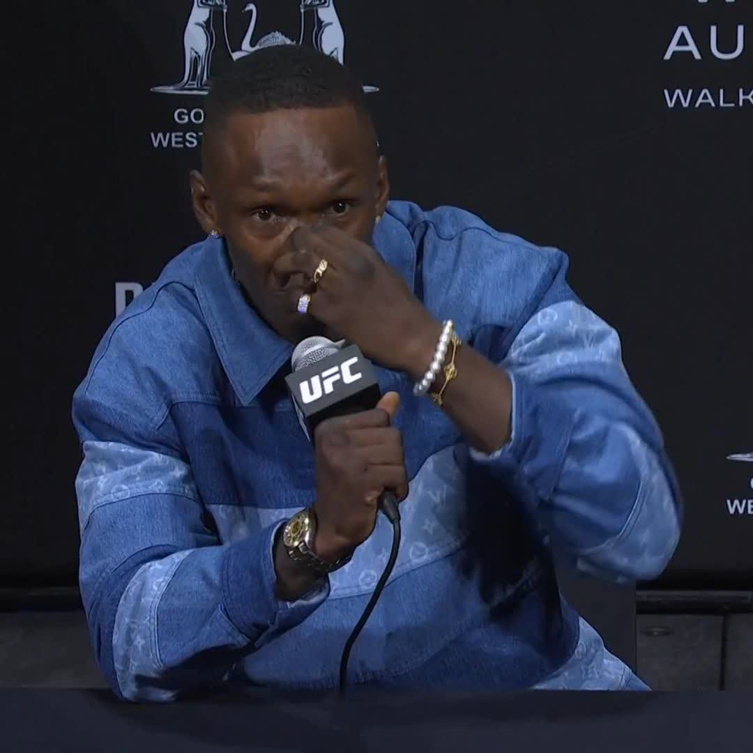 “I can cry and whoop your a** at the same time.” Israel Adesanya in tears following a heated exchange with Dricus Du Plessis at the #UFC305 press conference