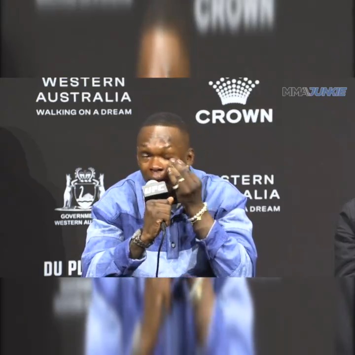 Israel Adesanya shed tears at the #UFC305 press conference after Dricus Du Plessis went personal about his family history.