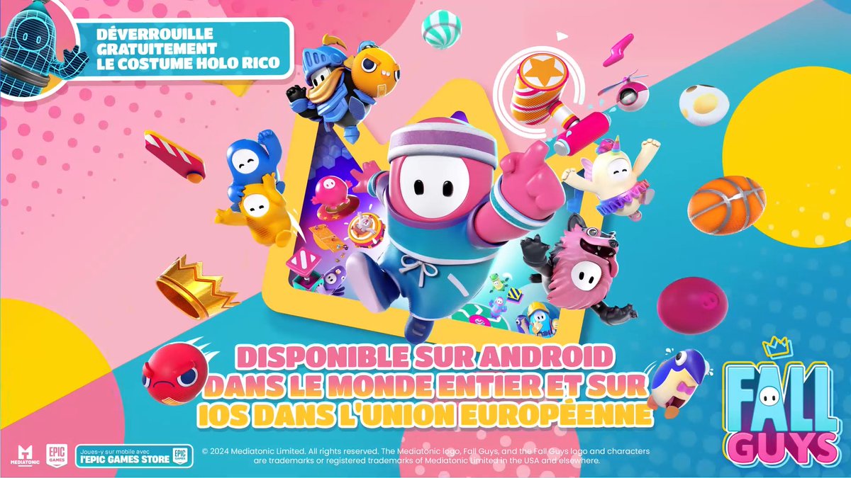 Courez, sautez, attrapez et plongez... avec votre pouce 🌍 FALL GUYS SUR MOBILE EST ARRIVÉ ! Disponible sur l'Epic Games Store sur Android dans le monde entier et sur iOS dans l'Union européenne 📱