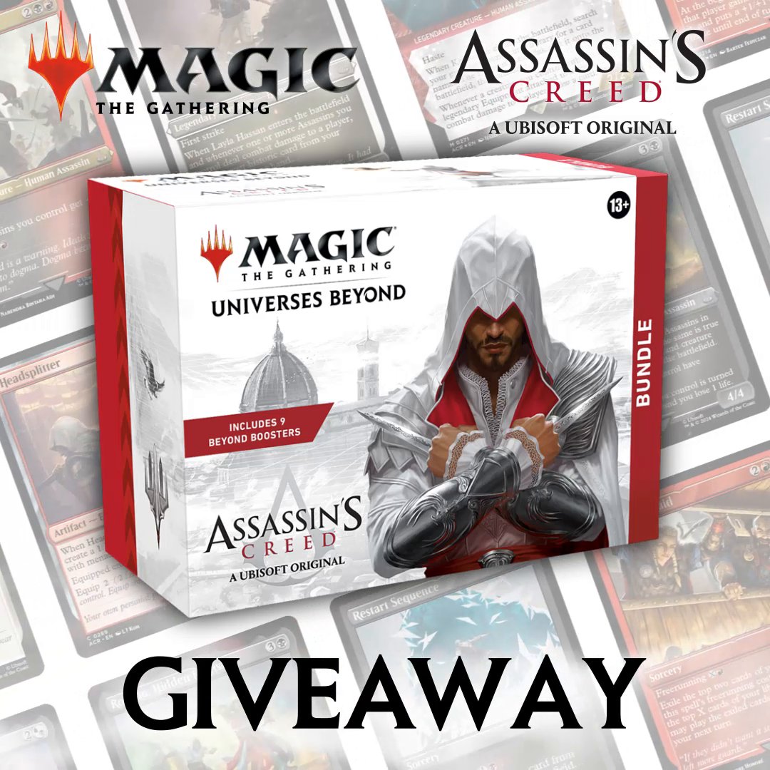 🎁 Giveaway Time 🎁 Play #AssassinsCreed in a whole new way with this incredible product lineup from Magic: The Gathering! To enter the competition: Like 👍 Share 🔁 Follow ✅ Entries open until Monday 19th August 📅 5PM BST 🕔 Open only to UK residents over ages of 18.