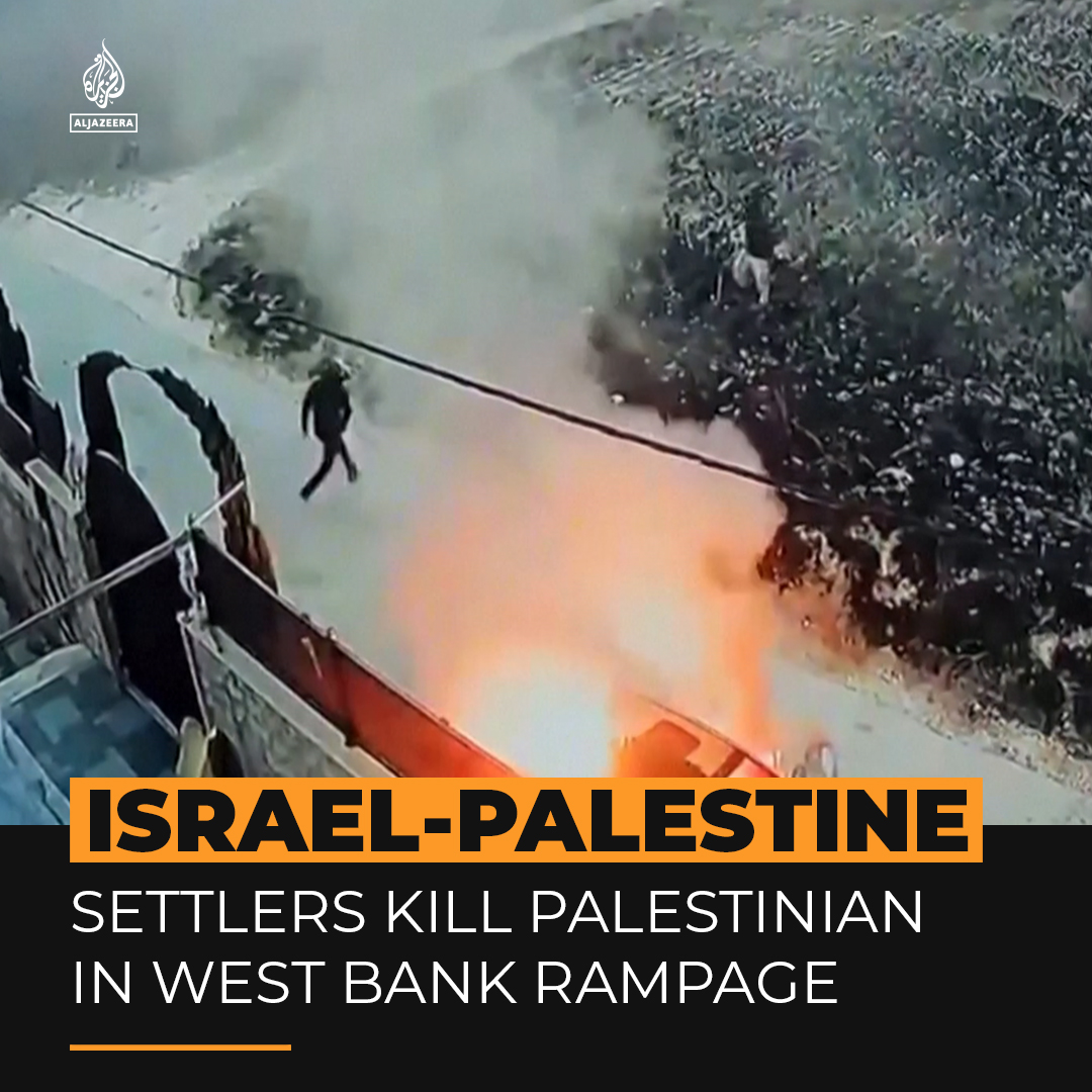 A group of Israeli settlers shot dead one Palestinian man and critically wounded another during a rampage through the village of Jit in the occupied West Bank. The attack, captured on CCTV, has drawn widespread condemnation.