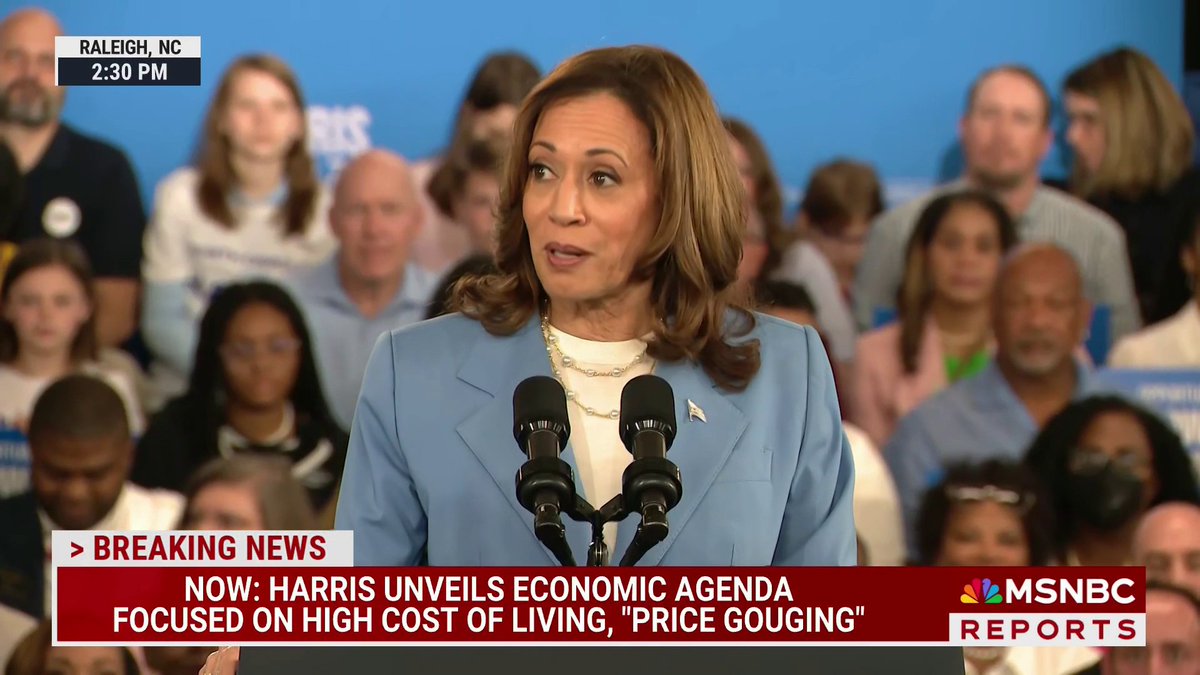 Kamala Harris unveils plan to build an 'opportunity economy' at a North Carolina rally.