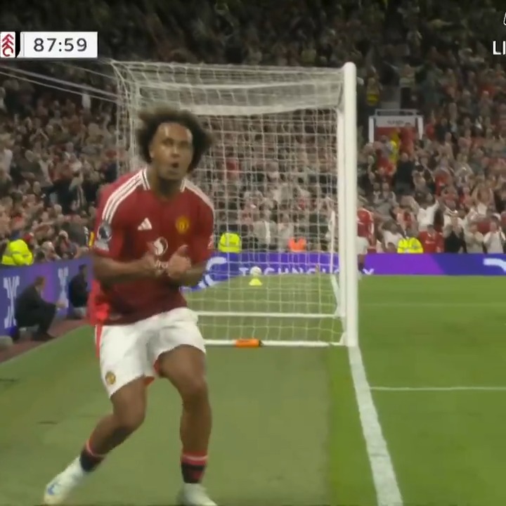 JOSHUA ZIRKZEE SCORES ON HIS DEBUT. OLD TRAFFORD ERUPTS AS MAN UNITED TAKE A LATE LEAD.