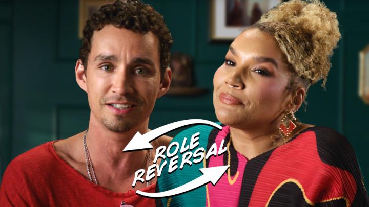 it was in this very moment a new timeline was unlocked. watch Robert Sheehan and Emmy Raver-Lampman swap roles in a truly unhinged Umbrella Academy performance