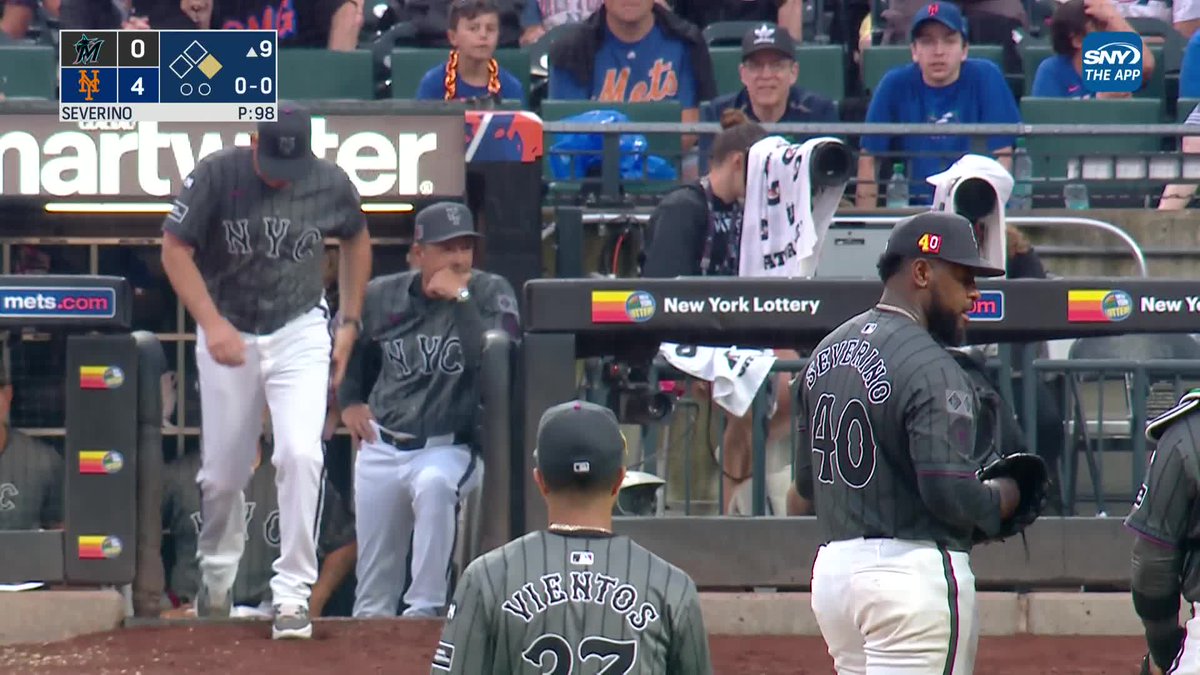 A huge roar from the Citi Field crowd as Carlos Mendoza leaves Luis Severino in after a mound visit