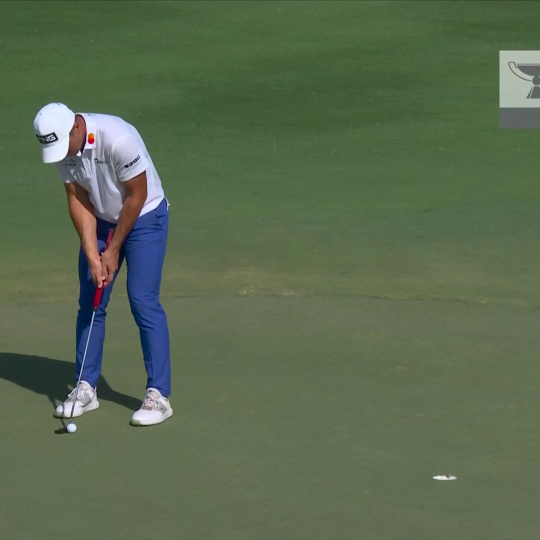 HOVLAND LEADS IN MEMPHIS. 😳 Viktor Hovland makes birdie (-16) while Hideki Mastuyama falls to T-2 with double bogey. 📺 NBC &amp; Peacock | FedEx St. Jude Championship