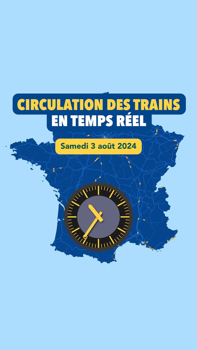 Retour sur 24h de circulation : plusieurs milliers de trains (hors trains Transilien en Île-de-France) avec à leur bord plusieurs centaines de milliers de voyageurs qui ont traversé la France samedi dernier, le 3 août 2024. Source : Données OpenData SNCF -