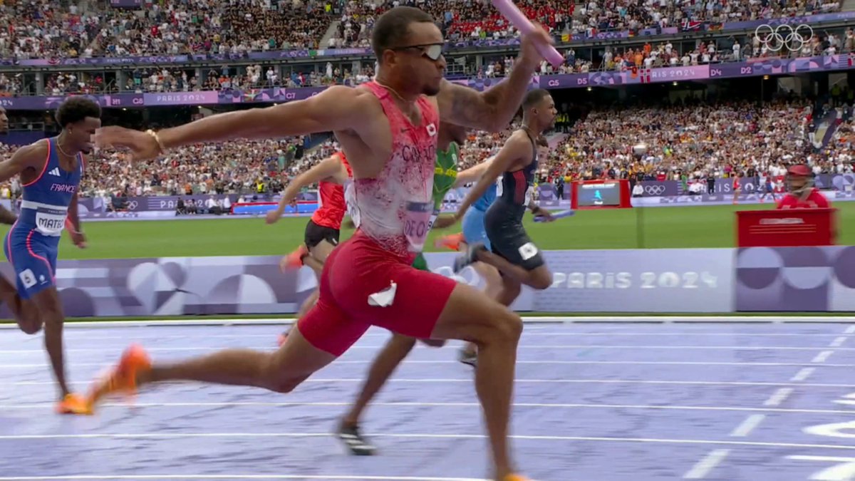 Relive Canada's stunning victory in the Paris 2024 men’s 4x100m final! 🇨🇦🏃♂️💨 Aaron Brown, Jerome Blake, Brendon Rodney and Andre De Grasse clinched the gold medal Canada had been striving for. 🥉 at Rio 2016 🥈 at Tokyo 2020 🥇 at Paris 2024 #Paris2024 Paris 2024 Team Canada