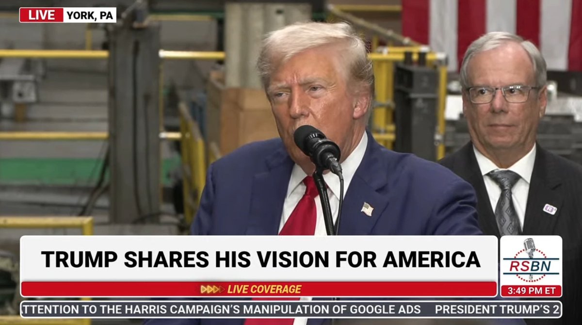 Trump: We're going to bring up electronics too. Electronics. We buy everything away. When you see the sophistication of the product I just saw at this place. Electronics is peanuts (???)
