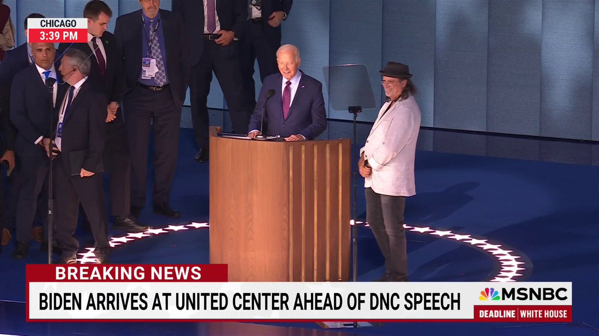 "It's a memorable moment." President Biden tells NBC News' Mike Memoli while doing a walk through at the United Center before tonight's DNC speech.