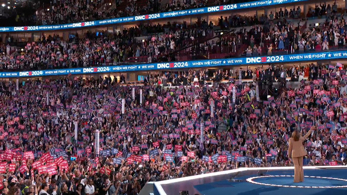 Democratic Convention erupts into cheers for Vice President Kamala Harris