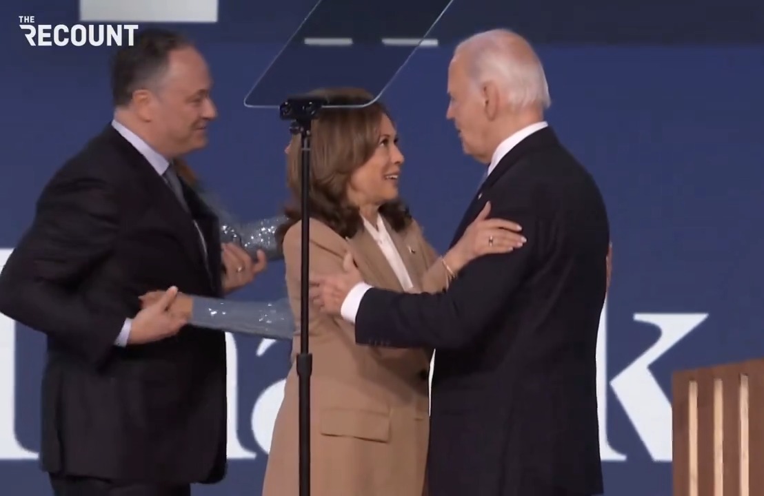 Kamala Harris says "I love you so much" to Joe Biden after his DNC speech.