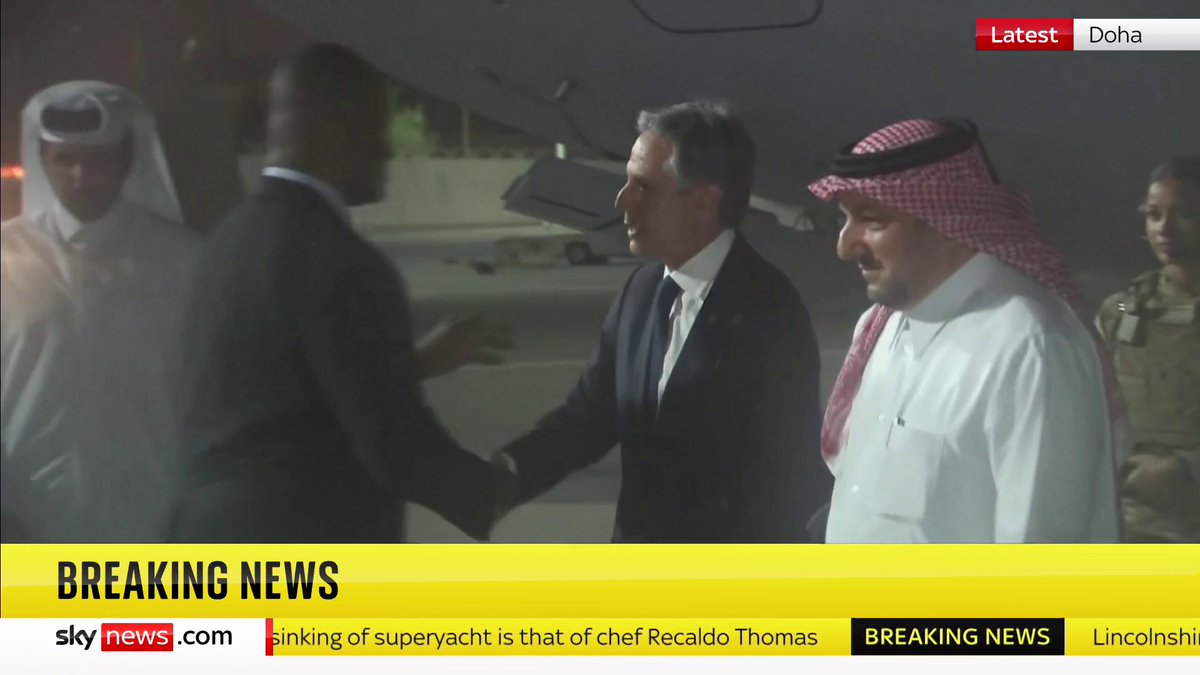 BREAKING: US secretary of state Antony Blinken has arrived in Doha to continue to push ceasefire talks in the Middle East 📺 Sky 501, Virgin 602, Freeview 233 and YouTube