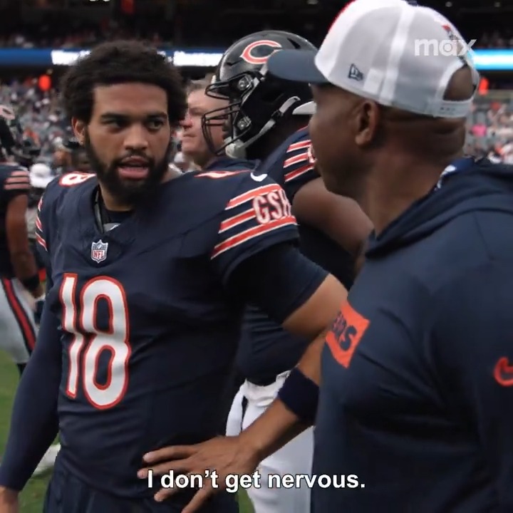 When asked to rate his nerves on a scale 1-to-10, Caleb Williams replied, “Zero. I don’t get nervous.” 😳#DaBears