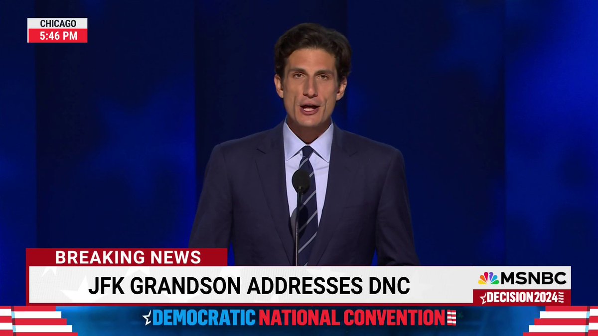"Once again the torch has been passed to a new generation. To a leader who shares my grandfather's energy, vision and optimism for our future. That leader is Vice President Kamala Harris." Jack Schlossberg, grandson of former President John F. Kennedy, speaks at the DNC.