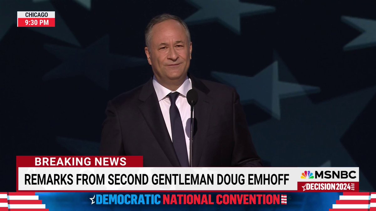 Second Gentleman Doug Emhoff tells the story of how he met Vice President Kamala Harris. "As I got to know her better, and just fell in love fast, I learned what drives Kamala. And it’s what you’ve seen over these past four years and especially these past four weeks."