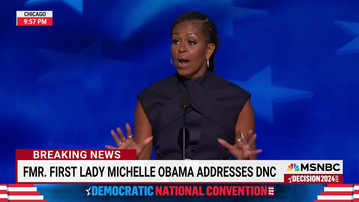 Former First Lady Michelle Obama delivers a passionate plea at the DNC. "Whether you’re a Democrat, Republican, independent, or none of the above, this is our time to stand up for what we know in our hearts is right!"