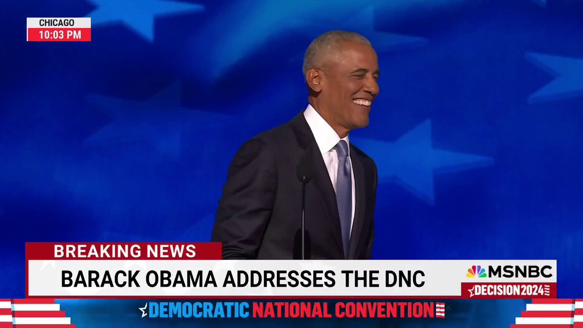 Barack Obama takes the stage at the DNC “I don’t know about you but I’m feeling fired up! I’m feeling ready to go!”