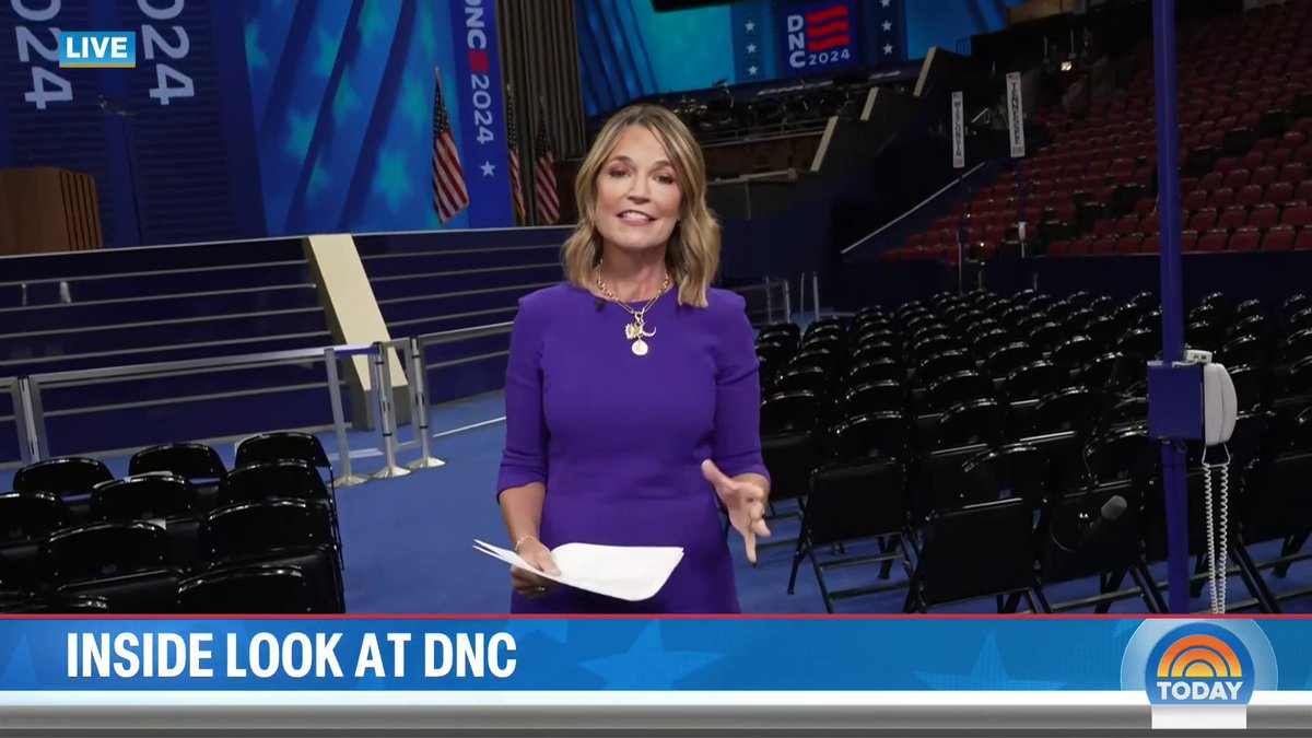 .Savannah Guthrie gives a walking tour of the floor of the 2024 Democratic National Convention, showing which state gets to sit front and center during the speeches.