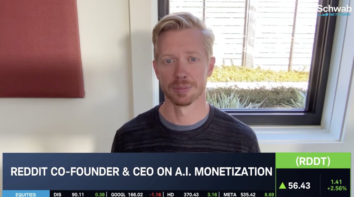 “Long story short, our work is working.” $RDDT Reddit, Inc. Co-Founder &amp; CEO Steve Huffman speaks to the evolution of the business and the monetization of A.I. with Nicole Petallides: