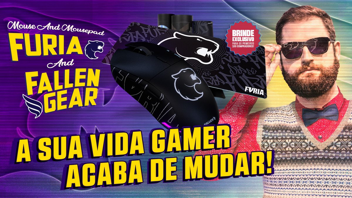 Cansou de pinar e passar vergonha no lobby? O mouse ta prejudicando a gameplay? Seus problemas acabaram! Chegou o Kit mouse + mousepad FURIA & Fallen Gear! 🔥 Garanta o seu agora na Fallen Store!