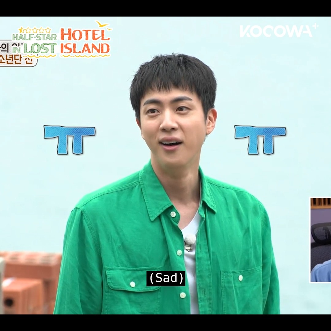 #BTS's #Jin can't help but feel sad as his efforts go unnoticed again! 🥺 Stream #HalfStarHotelinLostIsland on KOCOWA+ ➡️ #KOCOWA