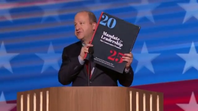 Gov. Jared Polis: On page 562, Project 2025 says that Donald Trump could use an obscure law from the 1800s to single-handedly ban abortion in all 50 states, even putting doctors in jail. Page 486 puts limits on contraception. Page 450 threatens access to IVF and page 455 says that states have to report miscarriages to the Trump administration. Page 451 says the only legitimate family is a married mother and father where only the father works. These Project 2025 guys are not just weird. They're dangerous