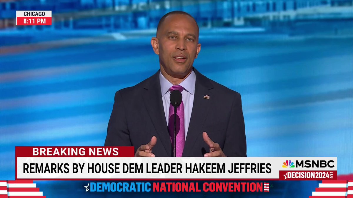“Bro, we broke up with you for a reason!” House Democratic Leader Hakeem Jeffries goes after Donald Trump on the DNC stage and drops a Taylor Swift lyric in the process.