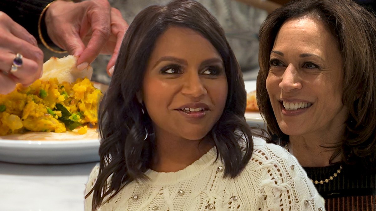 In case you haven’t watched it, here’s Mindy Kaling cooking dosas with Kamala Harris.