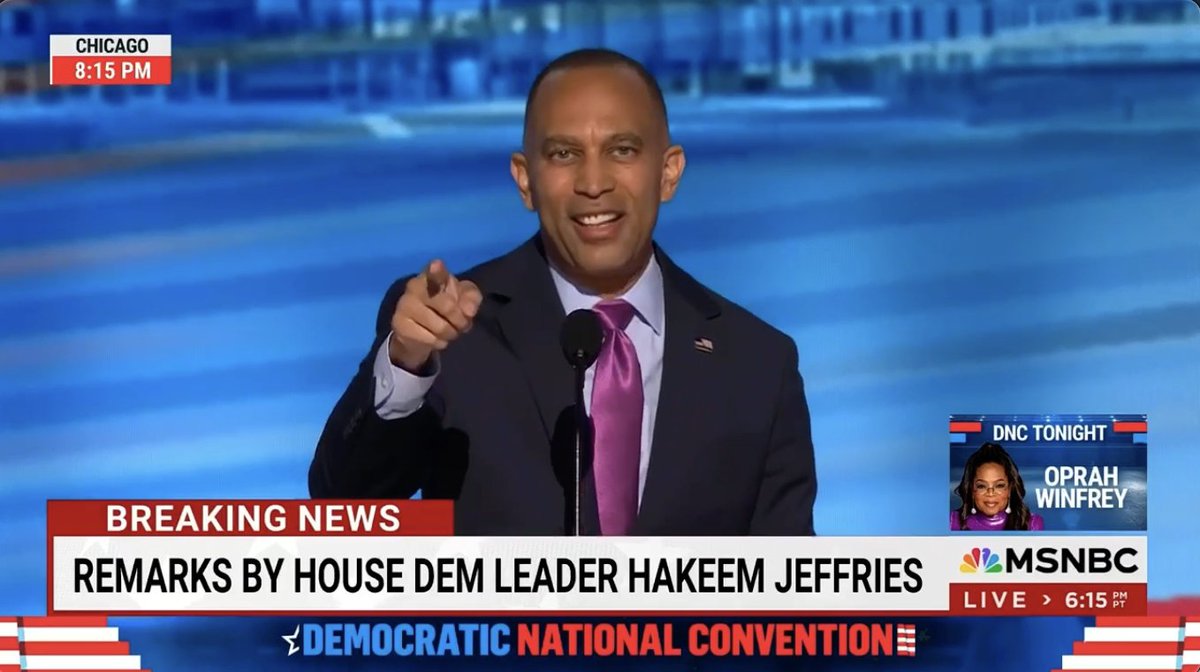Just finished up my remarks at the DNC on behalf of Kamala Harris and House Democrats. We’re all the way up.