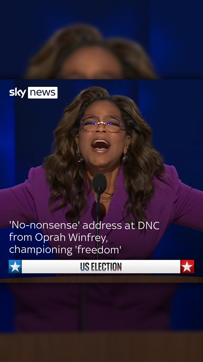 'Freedom' and 'Kamala Harris' were the words that echoed around the arena as Oprah Winfrey took to the stage at the DNC in Chicago. The broadcaster made a surprise appearance on stage at the Democratic National Convention and delivered a lively speech.