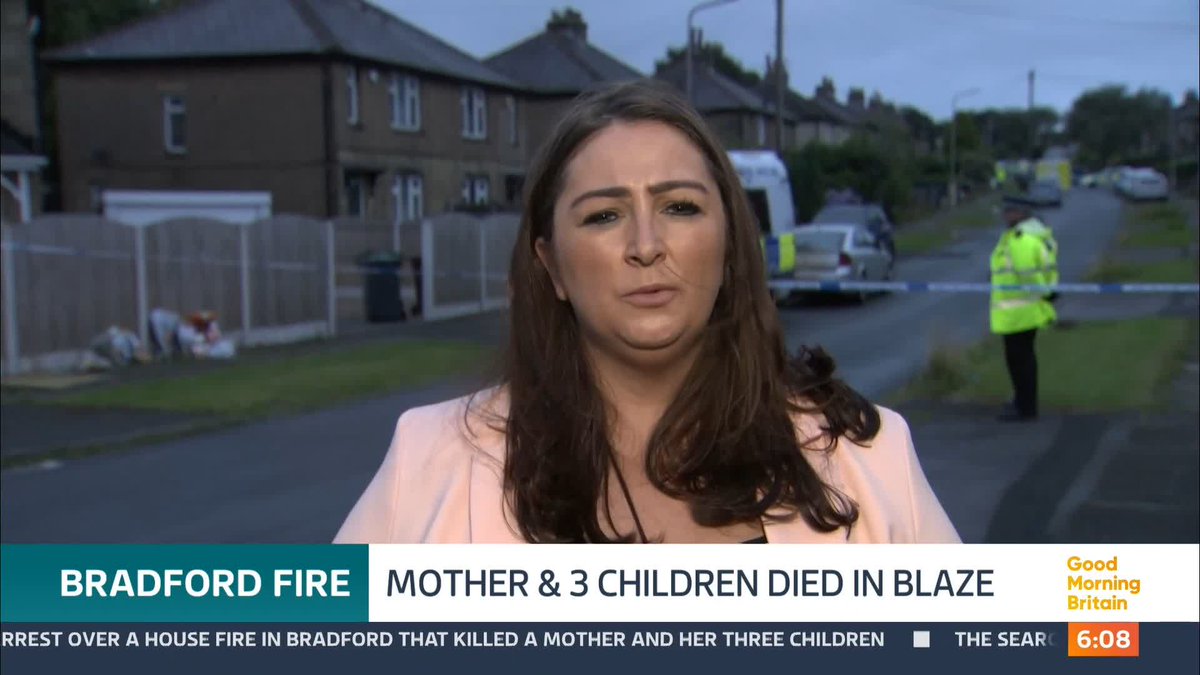 A man remains in a critical condition in hospital following his arrest after a house fire which claimed the lives of a mother and her three children in Bradford on Wednesday. Police say they believe the fire was started deliberately and was domestic-related. Ciara ITV