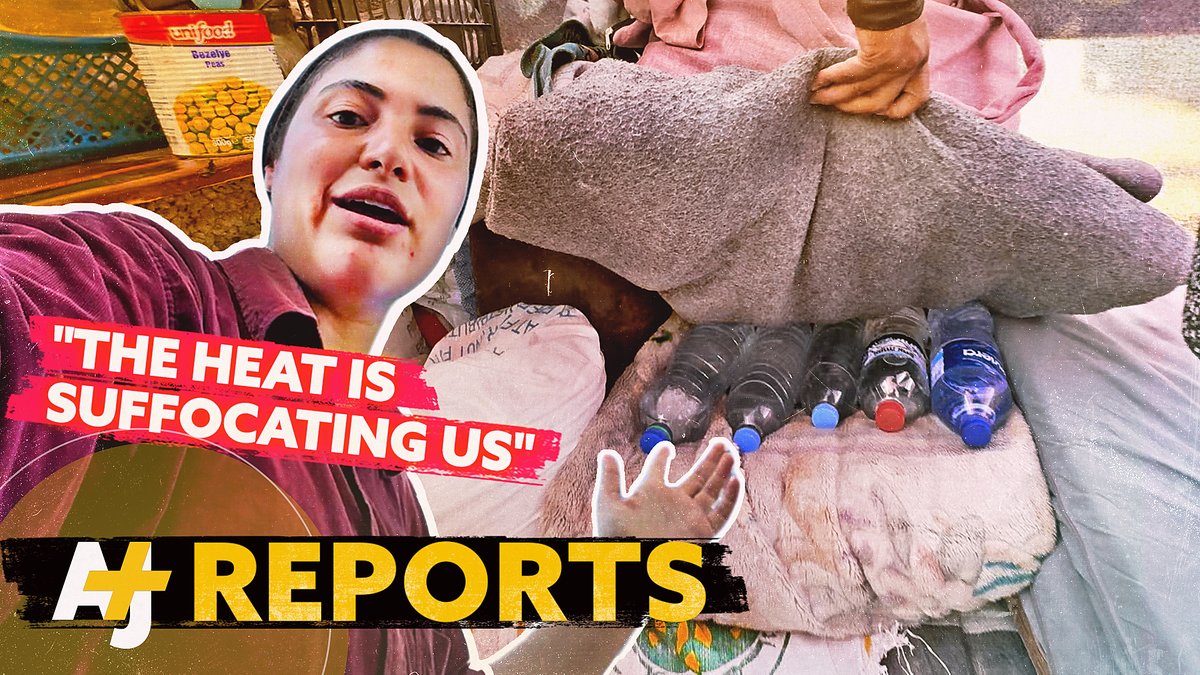 Gaza’s displaced families endure soaring heat inside tents, while children struggle with skin rashes and ulcers. Bisan Owda (Wizard_bisan1) documents their stories of survival in unbearable conditions during the ongoing heat wave.