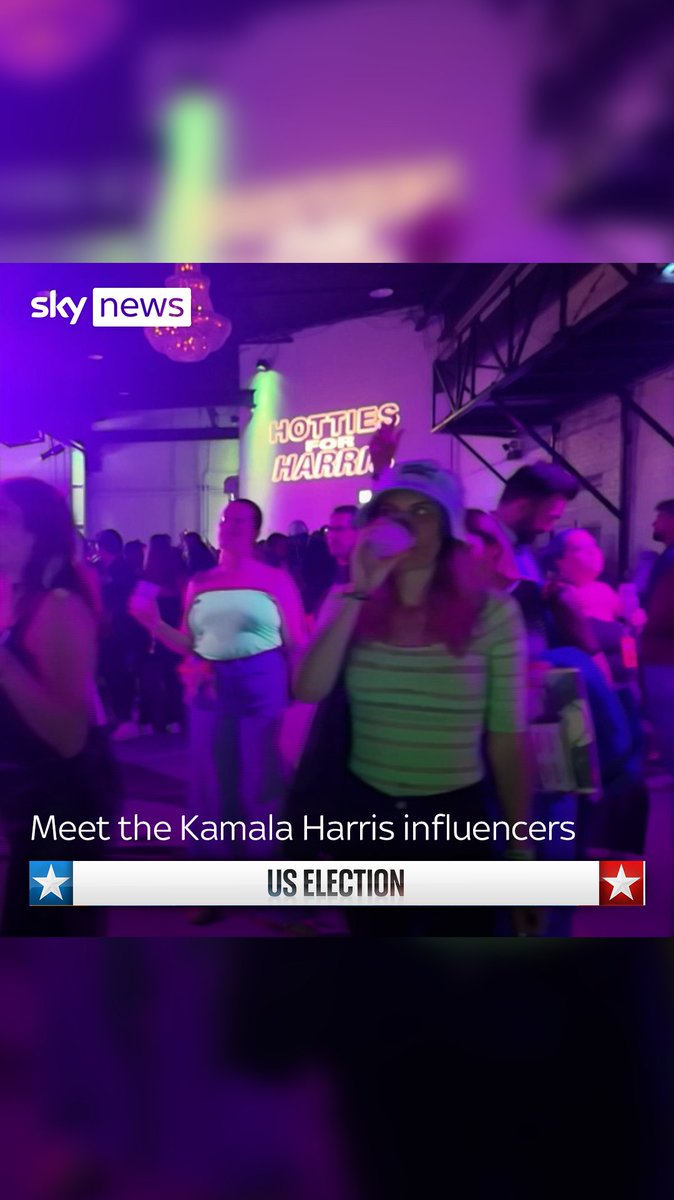 Recognise these social media influencers? For the first time ever, a group of 200 young people were invited to document their experiences at the DNC. Sky's Martha Kelner checked out the 'Hotties for Harris' party and spoke to Deja Foxx, Brandy Star Merriweather, and Heather Gardner.