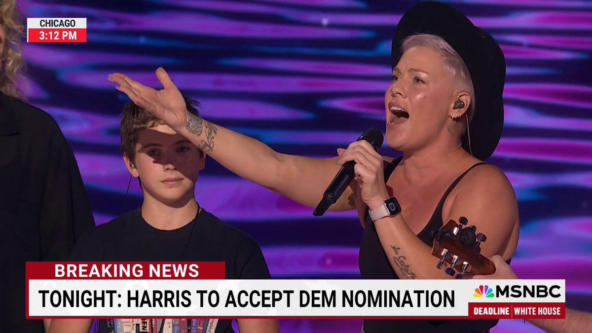 WATCH: Pink rehearses on the DNC stage ahead of her performance tonight.