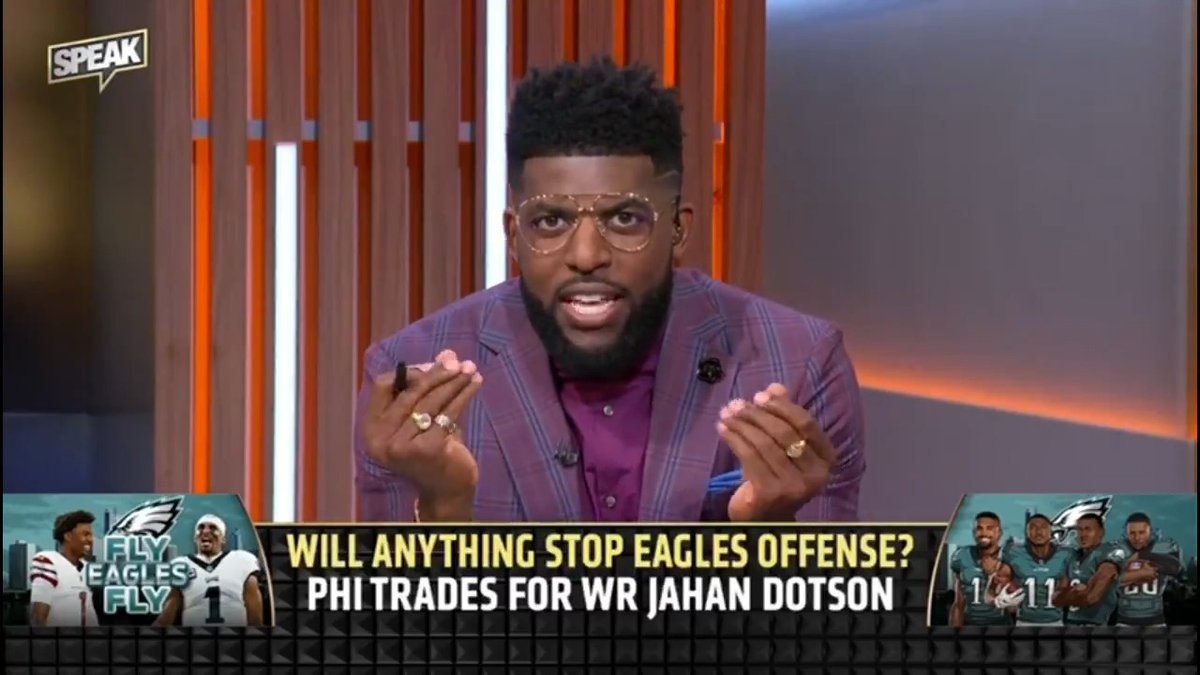 If AJ don’t win, Smitty gon win. If Smitty don’t win, Dotson gon win. If Dotson don’t win, Goedert gon win. If Goedert don’t win, Saquon gon win. 1 of the Eagles will win on every down, and when they win— The Eagles win.