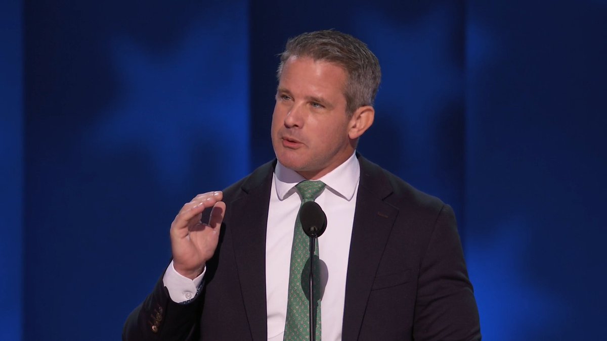 .Adam Kinzinger (Slava Ukraini) 🇺🇸🇺🇦: Tonight, as a Republican speaking before you, I'm putting our country first. I know Kamala Harris shares my allegiance to the rule of law, the Constitution, and democracy. To my fellow Republicans, I suspect you belong here too because democracy knows no party