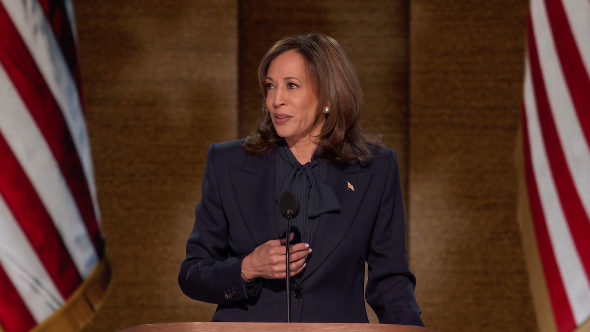Vice President Harris: On behalf of everyone whose story could only be written in the greatest nation on earth, I accept your nomination for President of the United States of America