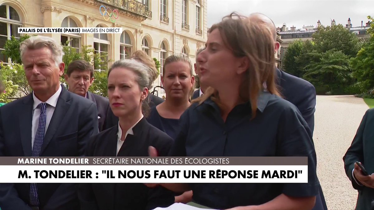 Marine Tondelier, secrétaire nationale des Ecologistes, après l'entrevue avec le président de la République en vue de la nomination d'un Premier ministre : «Un premier signal extrêmement favorable» dans #MidiNewsETE