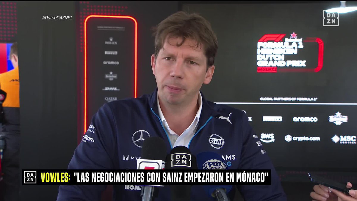 🗣️ "Convencer a Carlos Sainz para fichar por Williams ha sido increíblemente parecido a salir con alguien" "Empiezas con mensajes y acabas yendo a su habitación de hotel" Menuda fantasía esto de James Vowles 😂 #DutchDAZNF1 🇳🇱