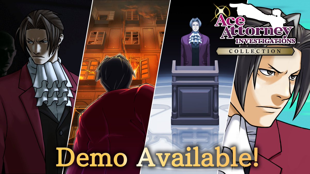 Eager to jump into Edgeworth's shoes? The demo for Ace Attorney Investigations Collection is now available to download on Nintendo Switch, PlayStation 4, Xbox One, Windows, and Steam! 🔎