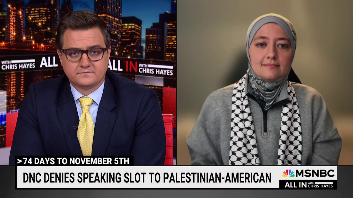 WATCH: Palestinian American State Rep. Ruwa Romman (D-GA) joins Chris Hayes to share what she would have said in a speech at the DNC.