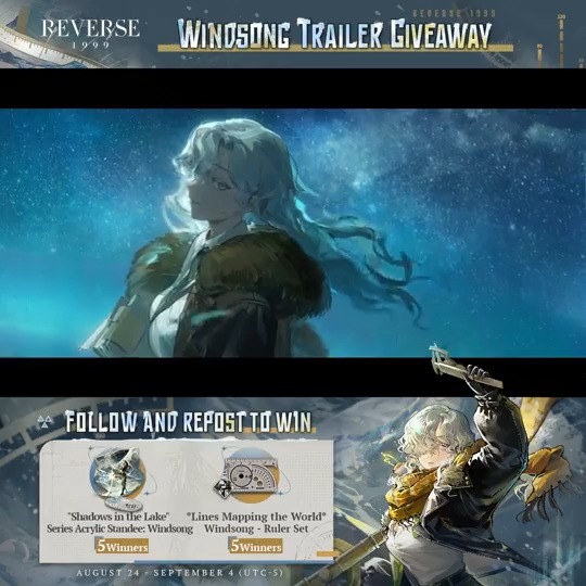 Windsong Trailer - "The Next Era" | Reverse: 1999 But as long as a glimmer of hope remains, she will not give up. [Giveaway Rules] 1.Follow Reverse: 1999 | Version 3.5 Available Now 2.RT trailer before Sept. 4 HD: Download: #Reverse1999Ver1ꓸ8 #Windsong