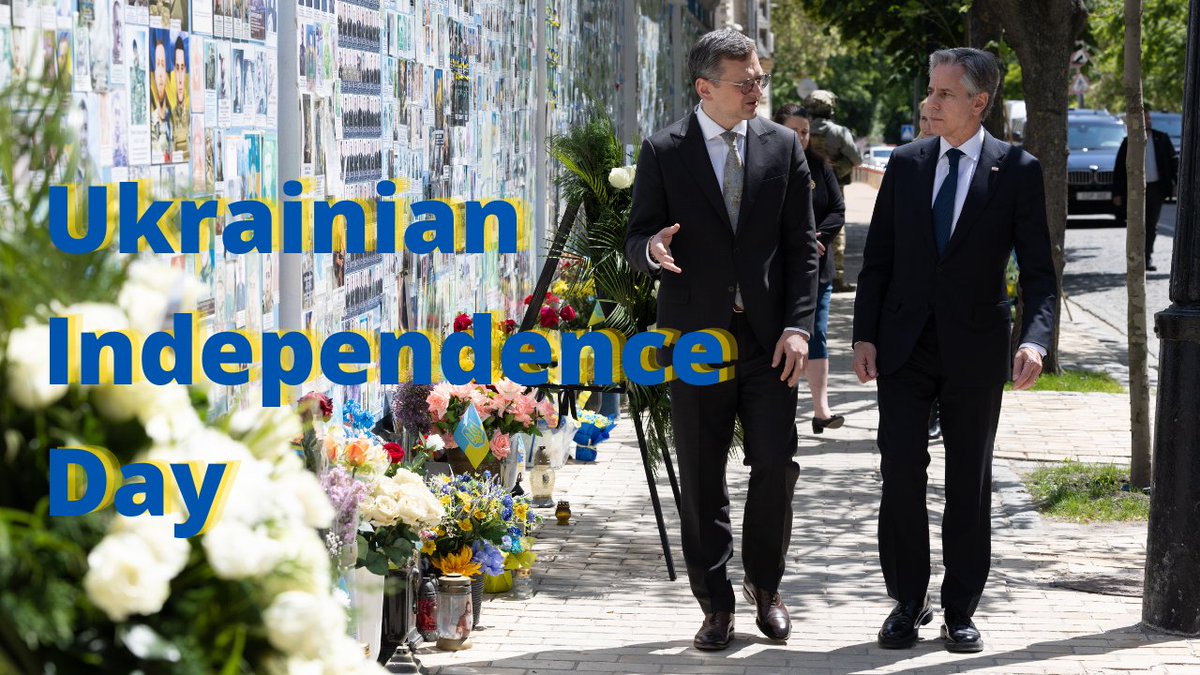 As the people of Ukraine celebrate 33 years of independence, we applaud their determination and sacrifice in defense of their sovereignty and freedom. Their courage is unwavering in the face of Russia’s aggression. We and our G7 partners stand with Ukraine, today, and always.