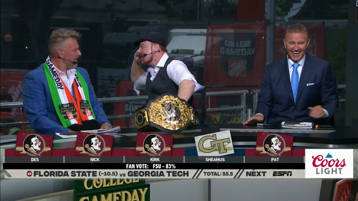 .Sheamus went with his heart and correctly picked Georgia Tech upsetting No. 10 Florida State 💚🧡