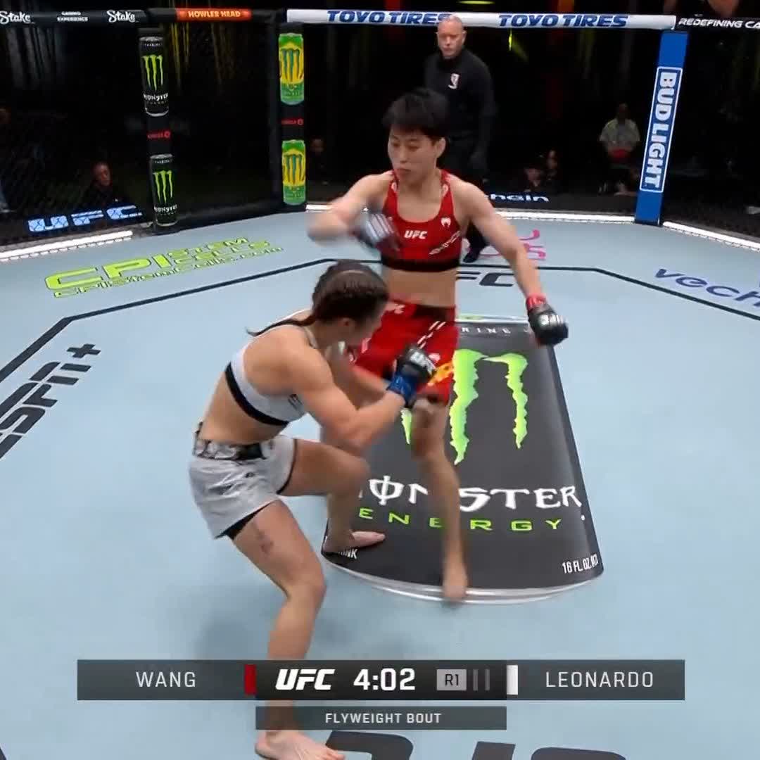 ONE AND DONE 🤯 Wang Cong gets the KO in her UFC debut just ONE MINUTE into the first round! #UFCVegas96
