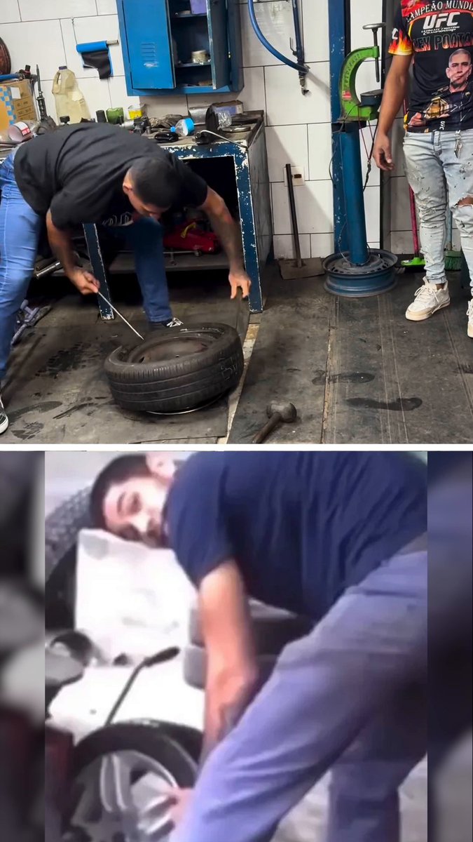 Alex Pereira made a return to his old tire shop in Brazil 🔥 (via alexpoatanpereira/IG)