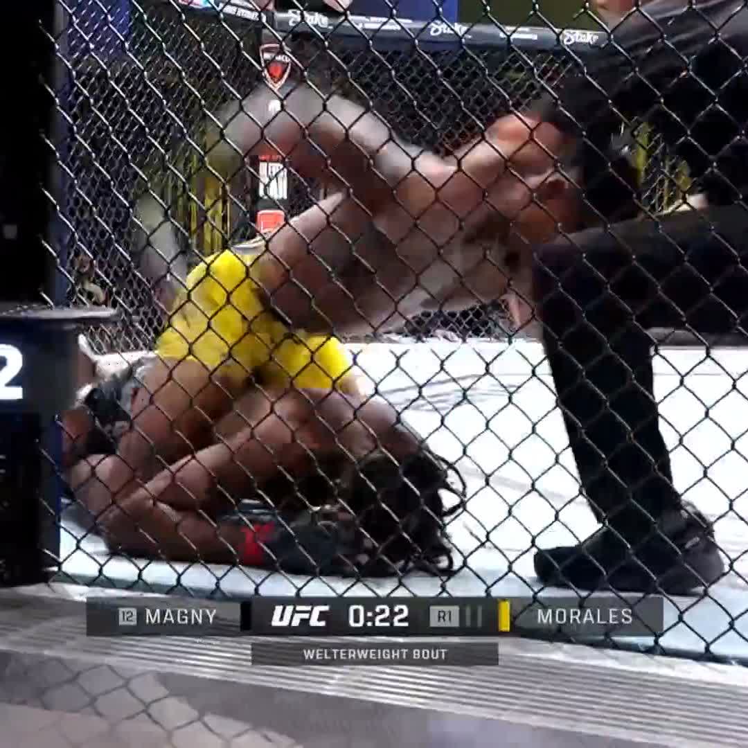 STILL UNDEFEATED 🔥 🇪🇨 Michael Morales calls game and gets the first round finish! #UFCVegas96